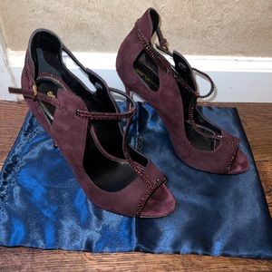 Sergio Rossi Crystal Embellished Suede Sandals